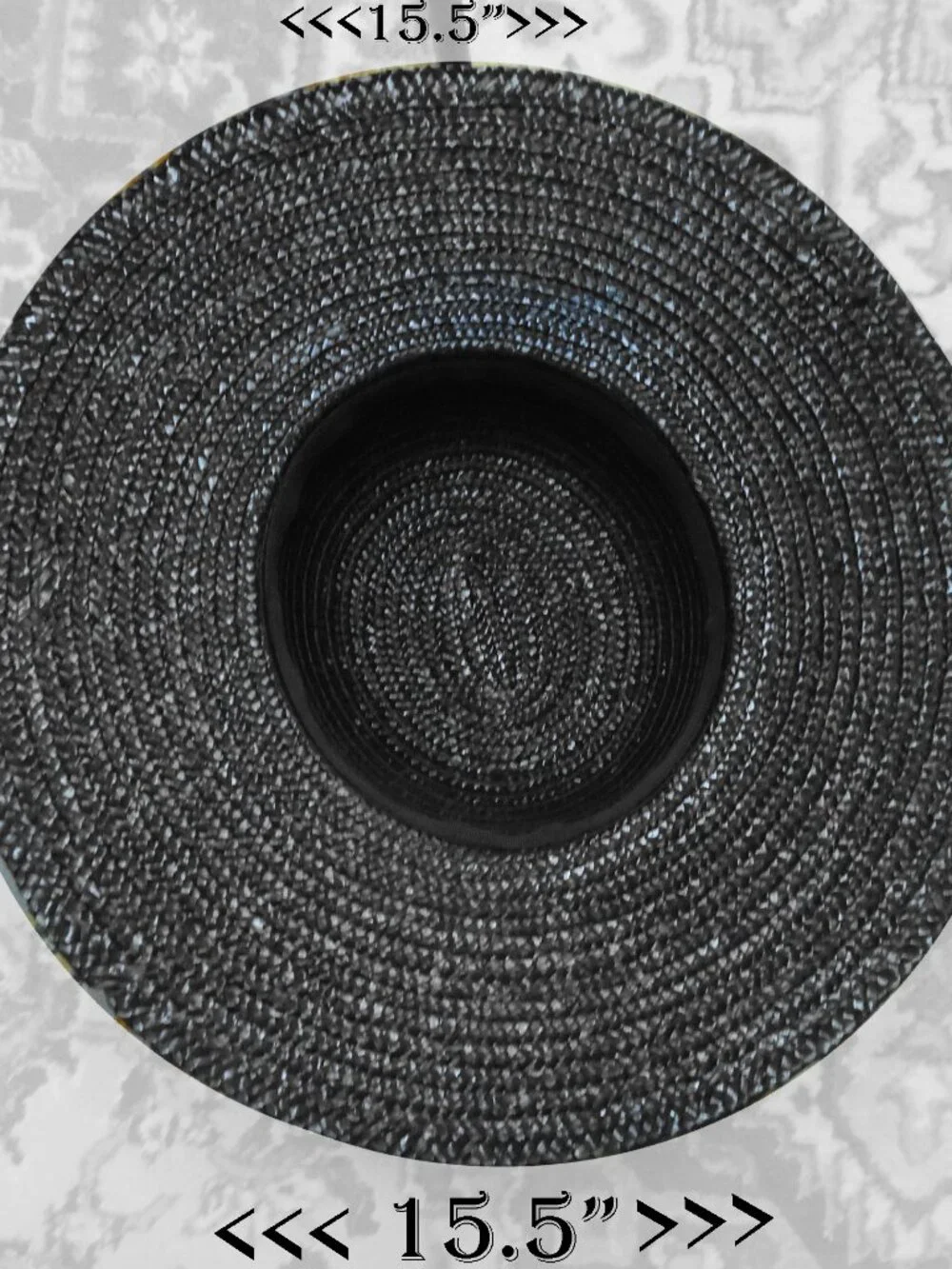 Black Straw Hat Wide Brim Fancy Dressy Vintage Spring Summer Headwear - Picture 4 of 9